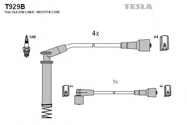 Комплект дротів запалення TESLA T929B