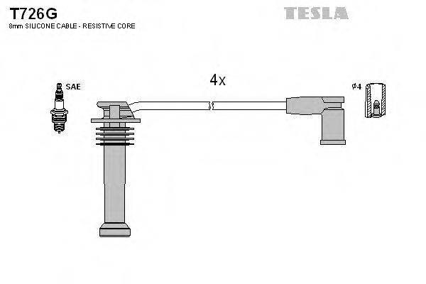 Комплект дротів запалення TESLA T726G