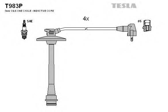 Комплект дротів запалення TESLA T983P