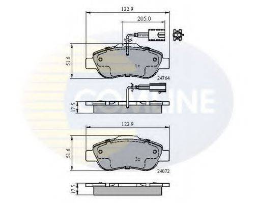 Комплект гальмівних колодок, дискове гальмо COMLINE CBP11600