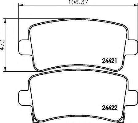 Комплект гальмівних колодок, дискове гальмо HELLA PAGID 8DB 355 012-991