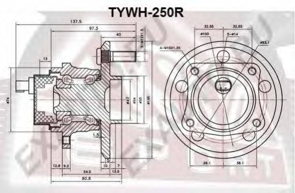 Маточина колеса ASVA TYWH-250R