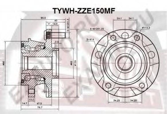 Маточина колеса ASVA TYWH-ZZE150MF