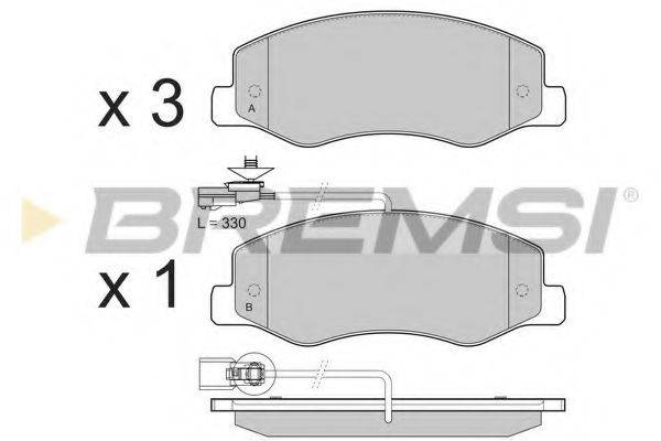 Комплект гальмівних колодок, дискове гальмо BREMSI BP3440