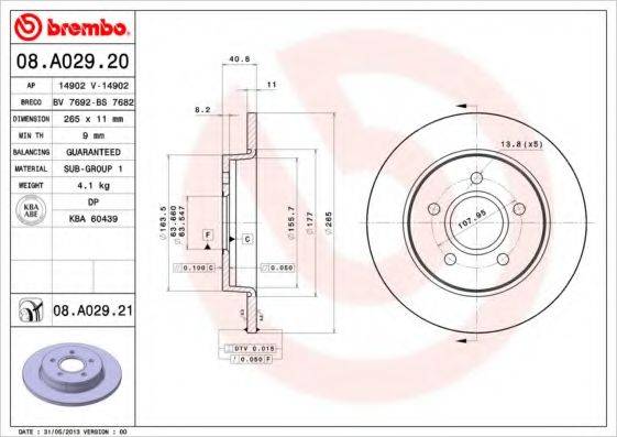 гальмівний диск BREMBO 08.A029.21