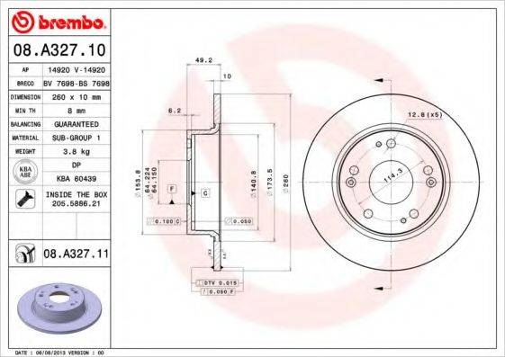 гальмівний диск BREMBO 08.A327.11