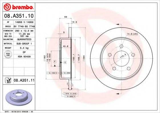 гальмівний диск BREMBO 08.A351.11