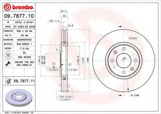 гальмівний диск BREMBO 09.7877.11