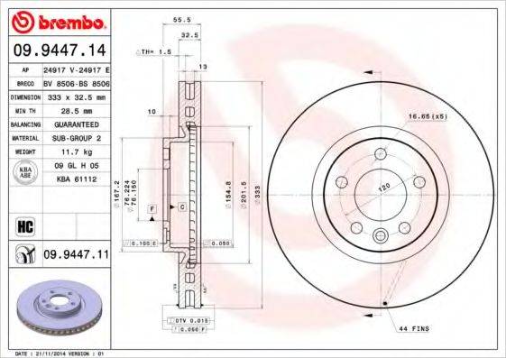 гальмівний диск BREMBO 09.9447.11