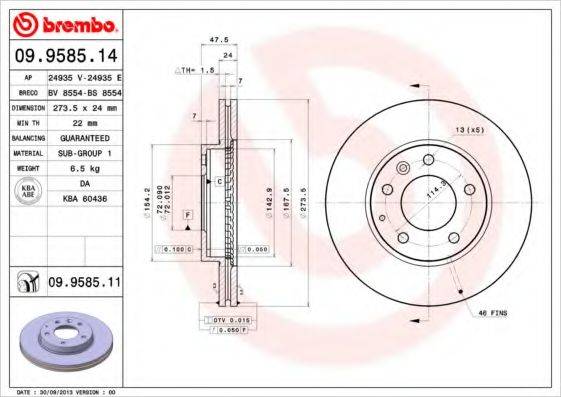 гальмівний диск BREMBO 09.9585.11