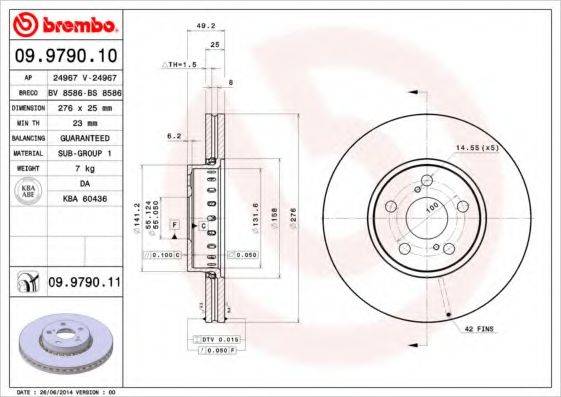 гальмівний диск BREMBO 09.9790.11