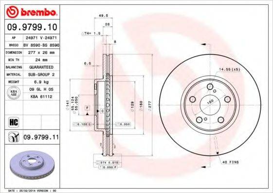 гальмівний диск BREMBO 09.9799.10