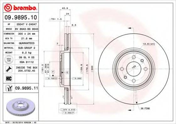 гальмівний диск BREMBO 09.9895.10