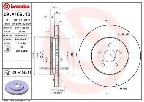 гальмівний диск BREMBO 09.A109.11