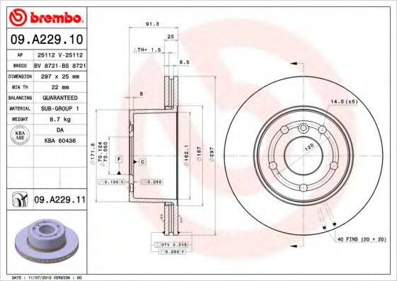 гальмівний диск BREMBO 09.A229.11