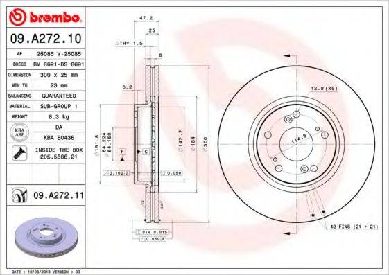 гальмівний диск BREMBO 09.A272.11