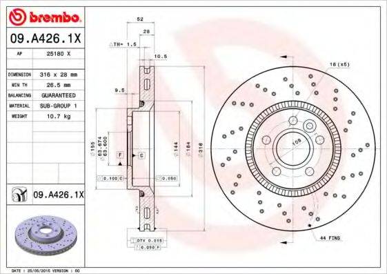 гальмівний диск BREMBO 09.A426.1X