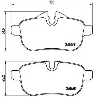 Комплект гальмівних колодок, дискове гальмо BREMBO P 06 062