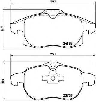 Комплект гальмівних колодок, дискове гальмо BREMBO P 10 011