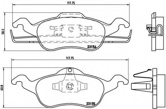 Комплект гальмівних колодок, дискове гальмо BREMBO P 24 046