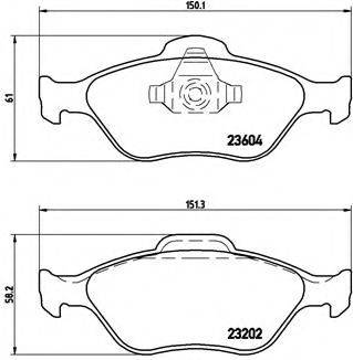 Комплект гальмівних колодок, дискове гальмо BREMBO P 24 055