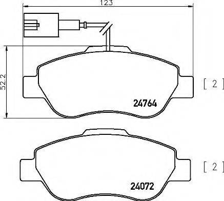 Комплект гальмівних колодок, дискове гальмо BREMBO P 24 150