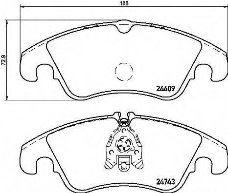 Комплект гальмівних колодок, дискове гальмо BREMBO P 24 161