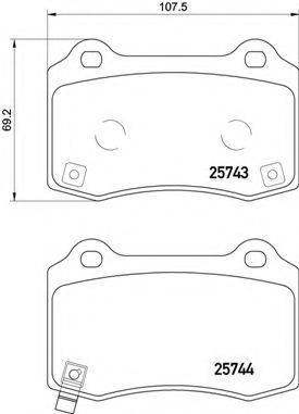 Комплект гальмівних колодок, дискове гальмо BREMBO P 30 074