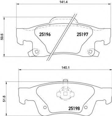 Комплект гальмівних колодок, дискове гальмо BREMBO P 37 016