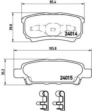 Комплект гальмівних колодок, дискове гальмо BREMBO P 54 034