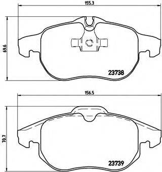 Комплект гальмівних колодок, дискове гальмо BREMBO P 59 043