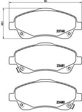 Комплект гальмівних колодок, дискове гальмо BREMBO P 83 046