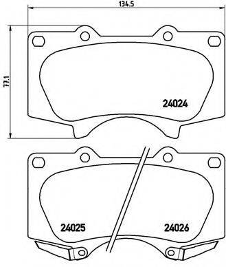 Комплект гальмівних колодок, дискове гальмо BREMBO P 83 102