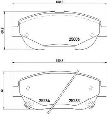 Комплект гальмівних колодок, дискове гальмо BREMBO P 83 148