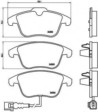 Комплект гальмівних колодок, дискове гальмо BREMBO P 85 112