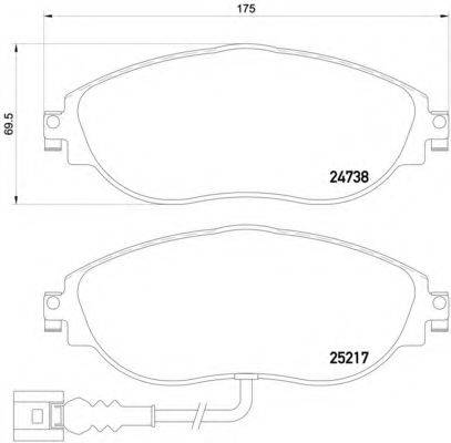 Комплект гальмівних колодок, дискове гальмо BREMBO P 85 131