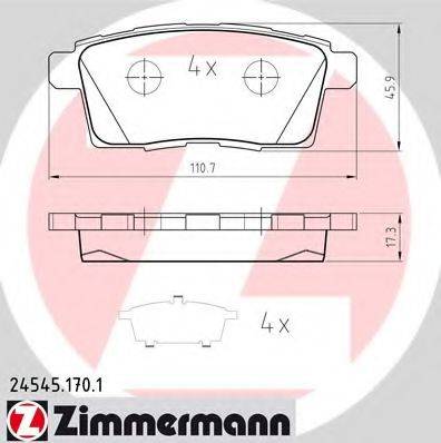 Комплект гальмівних колодок, дискове гальмо ZIMMERMANN 24545.170.1