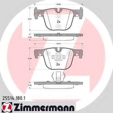 Комплект гальмівних колодок, дискове гальмо ZIMMERMANN 25514.180.1