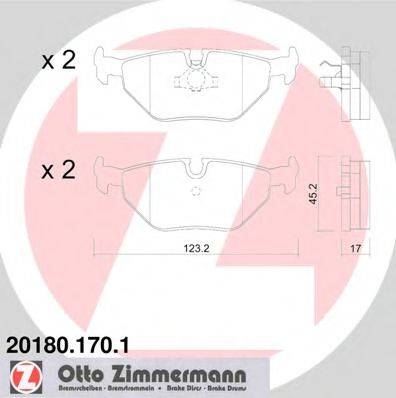 Комплект гальмівних колодок, дискове гальмо ZIMMERMANN 20180.170.1