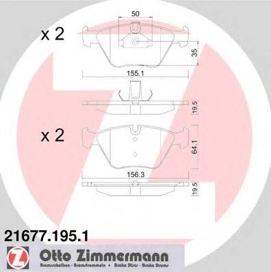 Комплект гальмівних колодок, дискове гальмо ZIMMERMANN 21677.195.1