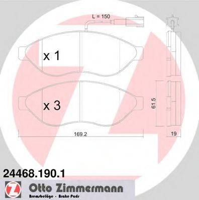 Комплект гальмівних колодок, дискове гальмо ZIMMERMANN 24468.190.1