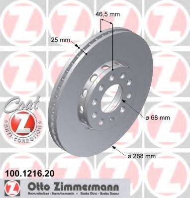 гальмівний диск ZIMMERMANN 100.1216.20