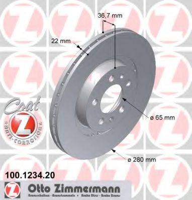 гальмівний диск ZIMMERMANN 100.1234.20