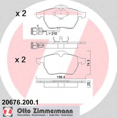 Комплект гальмівних колодок, дискове гальмо ZIMMERMANN 20676.200.1