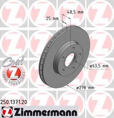 гальмівний диск ZIMMERMANN 250.1371.20