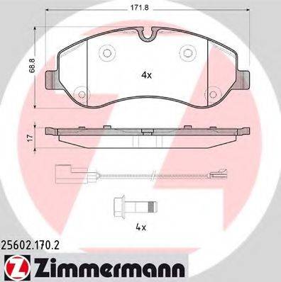 Комплект гальмівних колодок, дискове гальмо ZIMMERMANN 25602.170.2