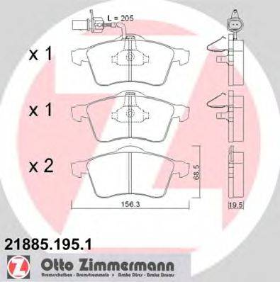 Комплект гальмівних колодок, дискове гальмо ZIMMERMANN 21885.195.1