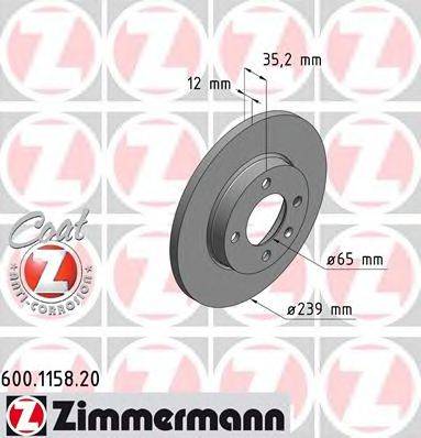 гальмівний диск ZIMMERMANN 600.1158.20