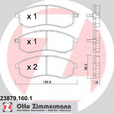 Комплект гальмівних колодок, дискове гальмо ZIMMERMANN 23879.160.1