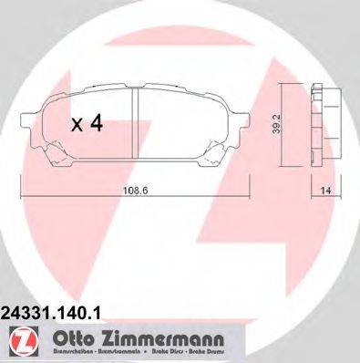 Комплект гальмівних колодок, дискове гальмо ZIMMERMANN 24331.140.1